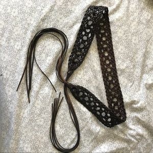 Anthropologie Braided Leather Tie Belt
